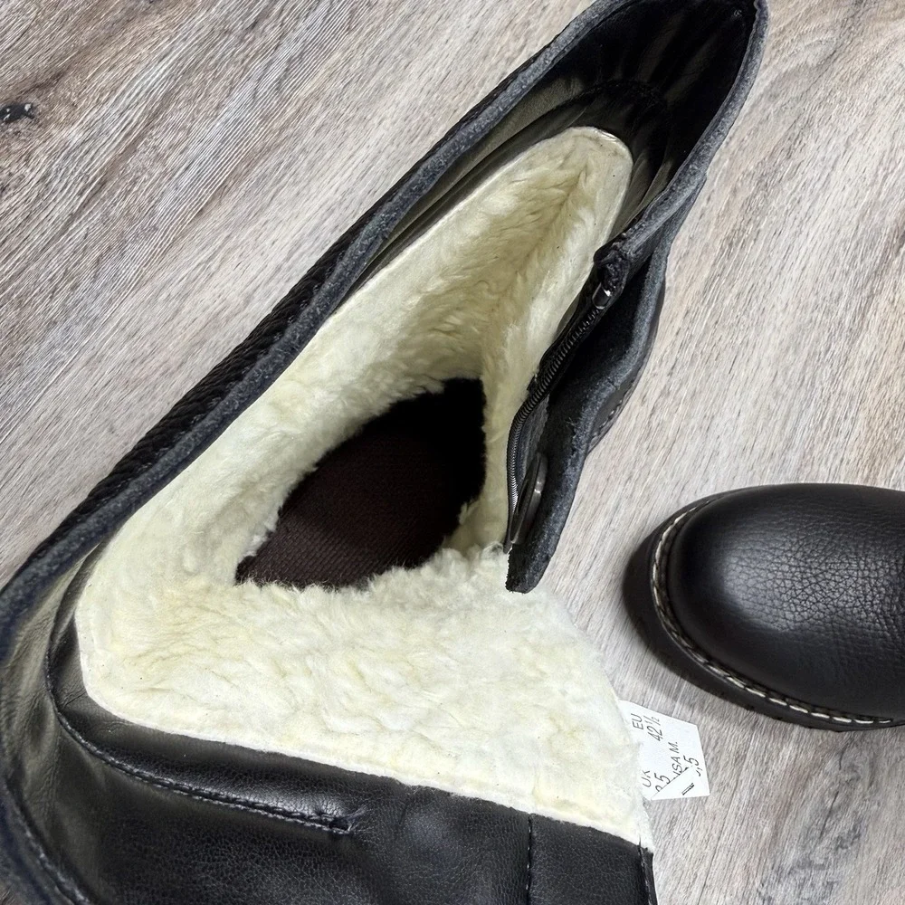 TECNICA Leather Outdoor Boots Mens 9.5 Side Zip Rubber Lug Sole Never Worn